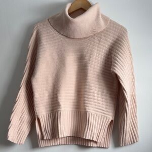 Anthropologie Moth Soft Blush Fireside Ribbed Turtleneck Sweater